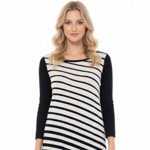 White House Black Market stripped asymmetrical sweater size medium